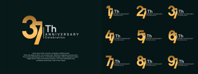 anniversary vector design set gold and silver color for celebration day