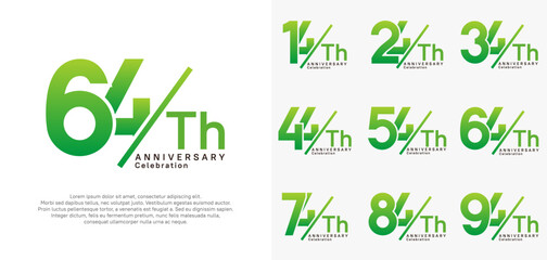 anniversary logo style vector set with slash green color can be use for celebration