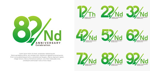 anniversary logo style vector set with slash green color can be use for celebration