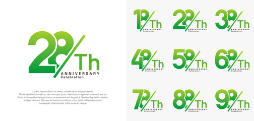 anniversary logo style vector set with slash green color can be use for celebration