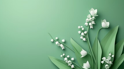 Lily of the Valley, copy space. Generative AI