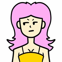 cartoon woman with pink hair