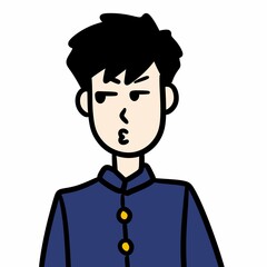 cartoon worried man in blue costume