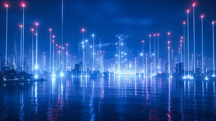 Crédence de cuisine en verre imprimé Bleu foncé City Lights Blur: An Abstract Vision of the Urban Night, Where Skyscrapers and Streets Merge into a Symphony of Light