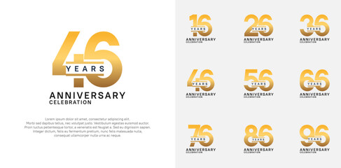 Fototapeta premium anniversary logotype vector set with golden color for special celebration
