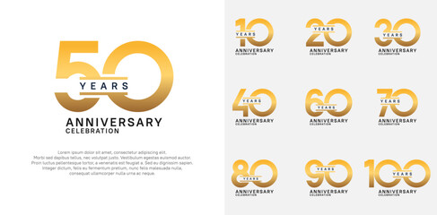 anniversary logotype vector set with golden color for special celebration