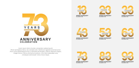 anniversary logotype vector set with golden color for special celebration