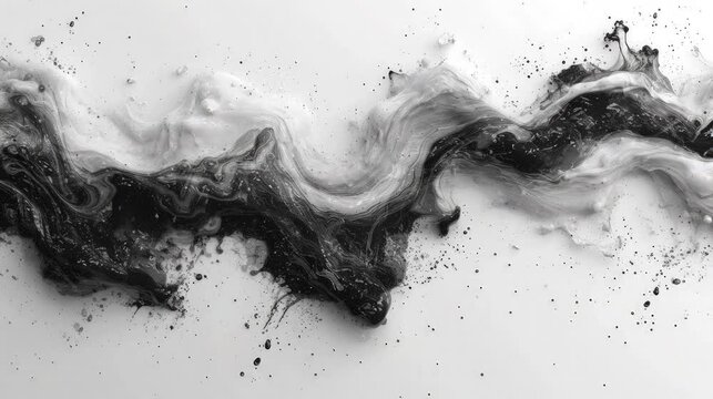 Abstract animation of black, white watercolors moving in opposite directions. seamless looping animation video background.