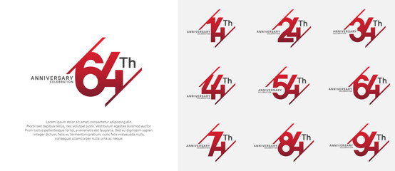 anniversary logotype vector set with red and black color can be use for celebration purpose