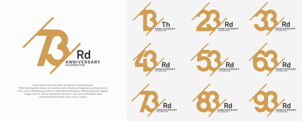 anniversary vector set with brown color and slash for celebration purpose