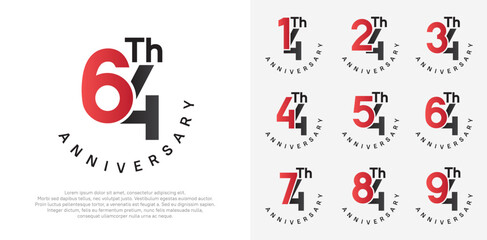 anniversary set vector design with red and black color for celebration moment