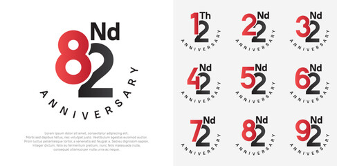 anniversary set vector design with red and black color for celebration moment