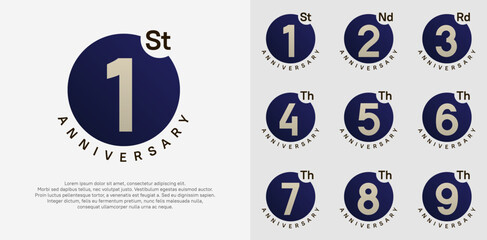 anniversary logotype vector set with blue color circle can be use for celebration moment