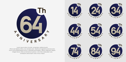anniversary logotype vector set with blue color circle can be use for celebration moment