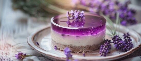 Obraz na płótnie Canvas Lavender cheesecake. Generative AI