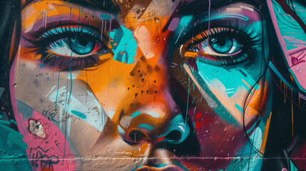 : Colorful graffiti art depicting influential women