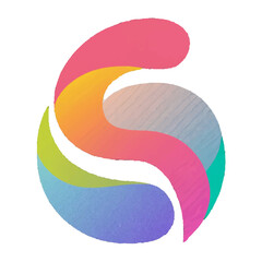 Colorful swirl S logo on a transparent background in PNG format