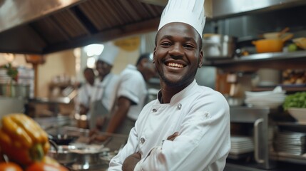 Fototapeta na wymiar Portrait of a chef in a hotel kitchen