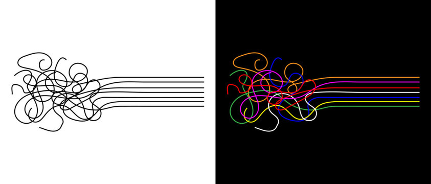 Order and chaos diagram. Psychotherapy and psychology concept vector line.