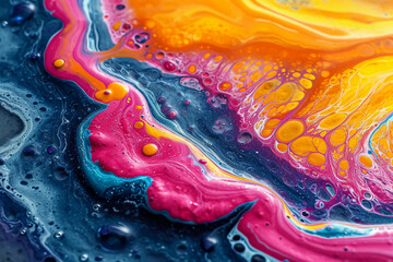 liquid background, liquid painting abstract texture, mixture of bright acrylic colors - obrazy, fototapety, plakaty