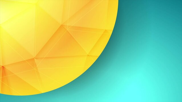 Bright yellow sphere with low poly plexus texture on blue background. Seamless looping hi-tech geometric motion design. Video animation Ultra HD 4K 3840x2160