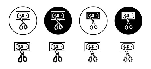 Cost cutting vector icon set collection. Cost cutting Outline flat Icon.
