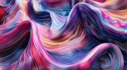 Fototapeta premium Flowing Ribbons of Vibrant Colors in Wave-Like Abstract Pattern