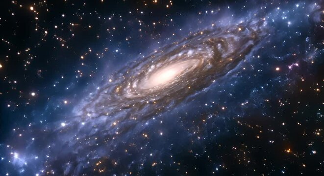 Bright galaxy in night sky, cosmos exploration