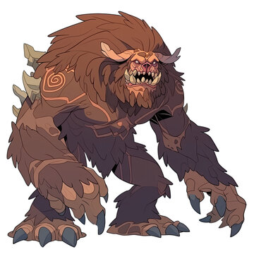 An illustration of a giant bugbear with large fangs