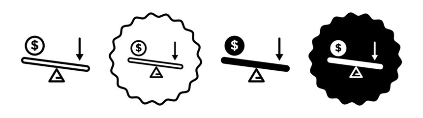 Leverage set in black and white color. Leverage simple flat icon vector