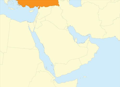 Orange map of TURKEY (TÜRKIYE) inside beige map of the Middle East