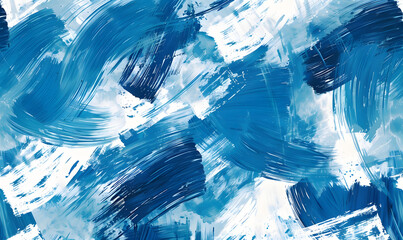 Seamless pattern background of a painter abstract painting featuring a blue and white background,  Generative AI 