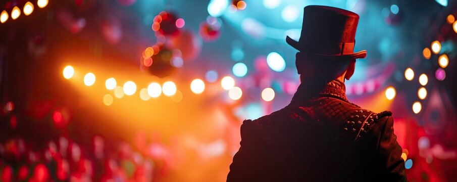 Circus ringmaster in action at circus show