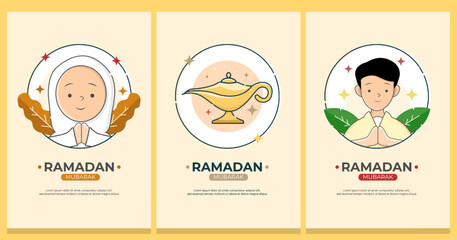 set of cards with a Ramadan theme. vector illustration. vector ramadan. Can be used for invitation cards, greeting cards, and Ramadan templates
