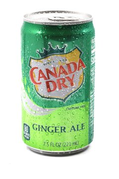 Canada Dry Ginger Ale soft drink on white background. Cleveland, Ohio, USA - March 12