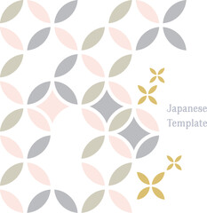 Japanese background with Geometric pattern vector. Abstract art decoration with line element banner in vintage style. Circle shape with floral pattern.