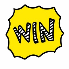 text on a background of a colorful background, text win