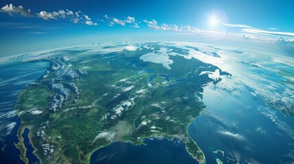 Overhead view of Europe and Northern Asia - Crisp satellite-styled render spanning from Europe to Northern Asia showing natural and human-made landmarks