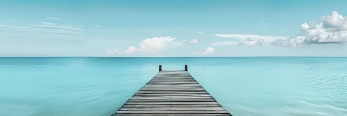 Gordijnen Wooden pier over crystal-clear waters © InfiniteStudio