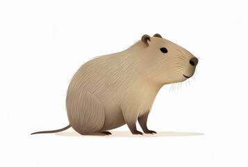 Capybara isolated on white background. Cute rodent. 3d illustration