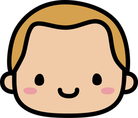 Cute Human Face Head in SVG Vector Illustration