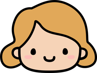 Cute Human Face Head in SVG Vector Illustration
