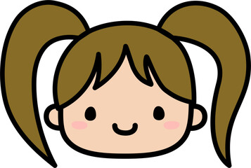 Cute Human Face Head in SVG Vector Illustration