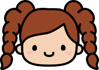 Cute Human Face Head in SVG Vector Illustration