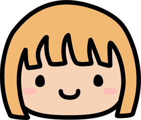 Cute Human Face Head in SVG Vector Illustration