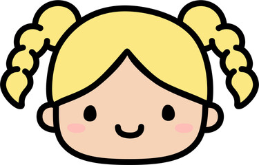 Cute Human Face Head in SVG Vector Illustration