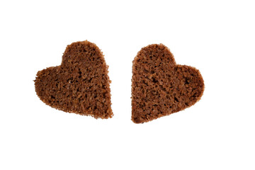 Slice of dark bread on a white background