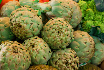 Lot of fresh fruits and vegetables for sale