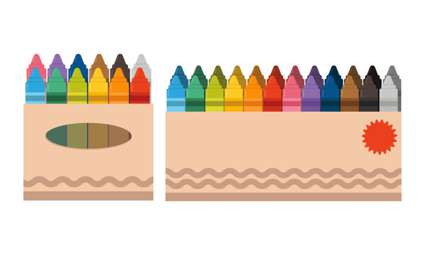 Pack of crayons illustration. Set of kids coloring crayons, flat vector style graphic.