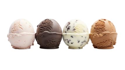 Ice cream ball on white isolated on clear png background and transparent background. food drink and dessert concept for cafe and restaurent, AI generative.